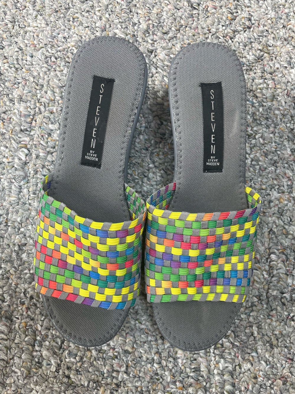 STEVEN by Steve Madden Rainbow Woven Slide Sandals